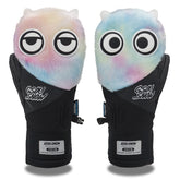 MARKERWAY Cute Big Eyes Plush Men And Women Waterproof And Wear-Resistant Ski Gloves